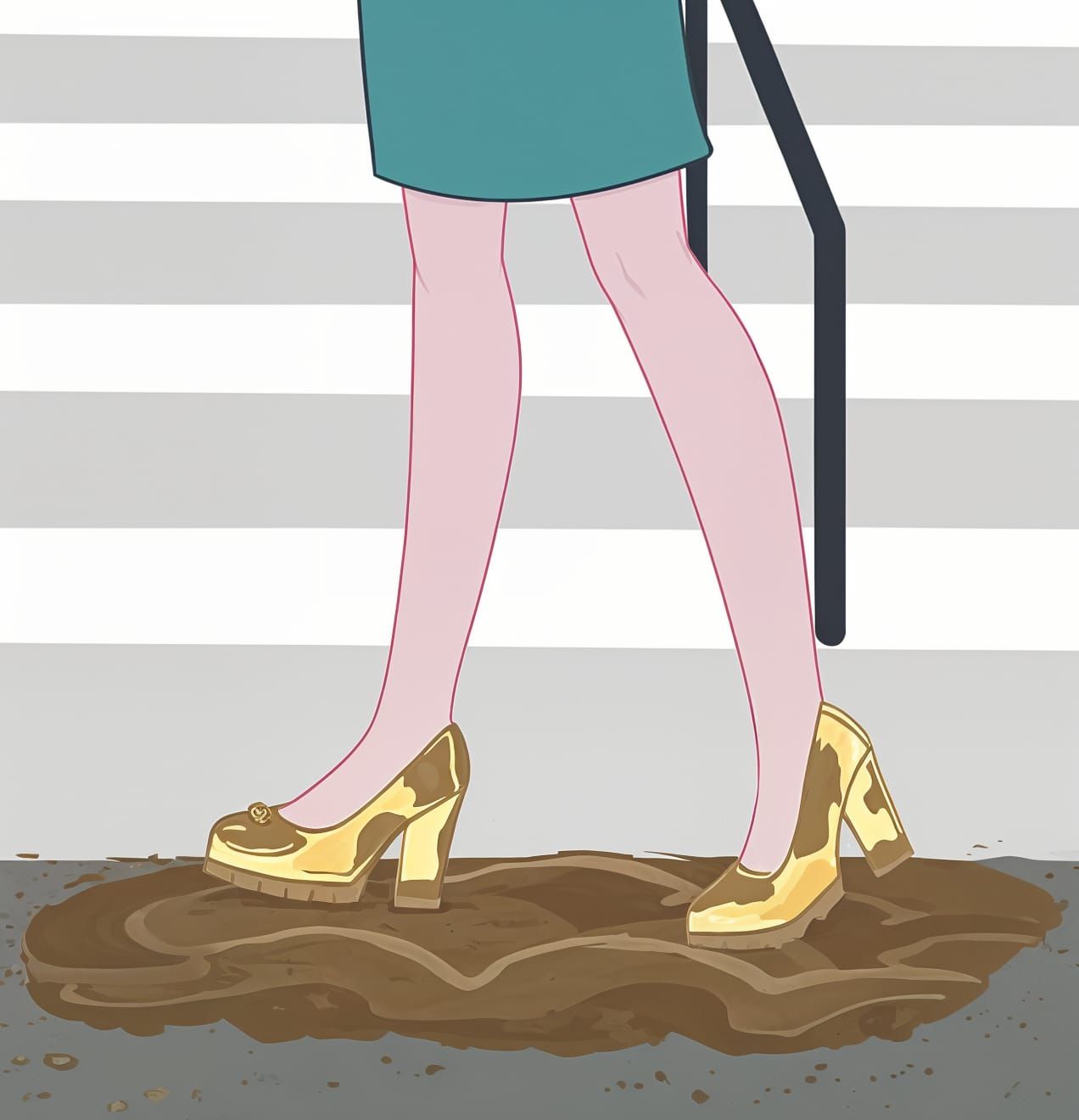 Dean Cadance's Golden Heeled Shoes in Mud