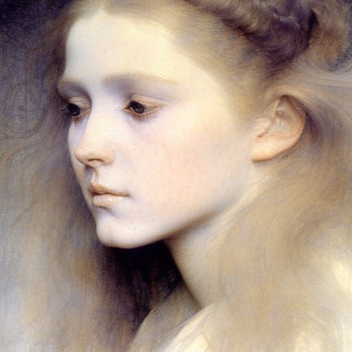 Portrait of young woman, in the art style of Alan Lee