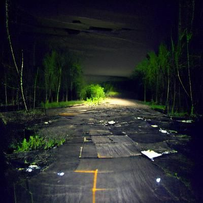 Abandoned road at night