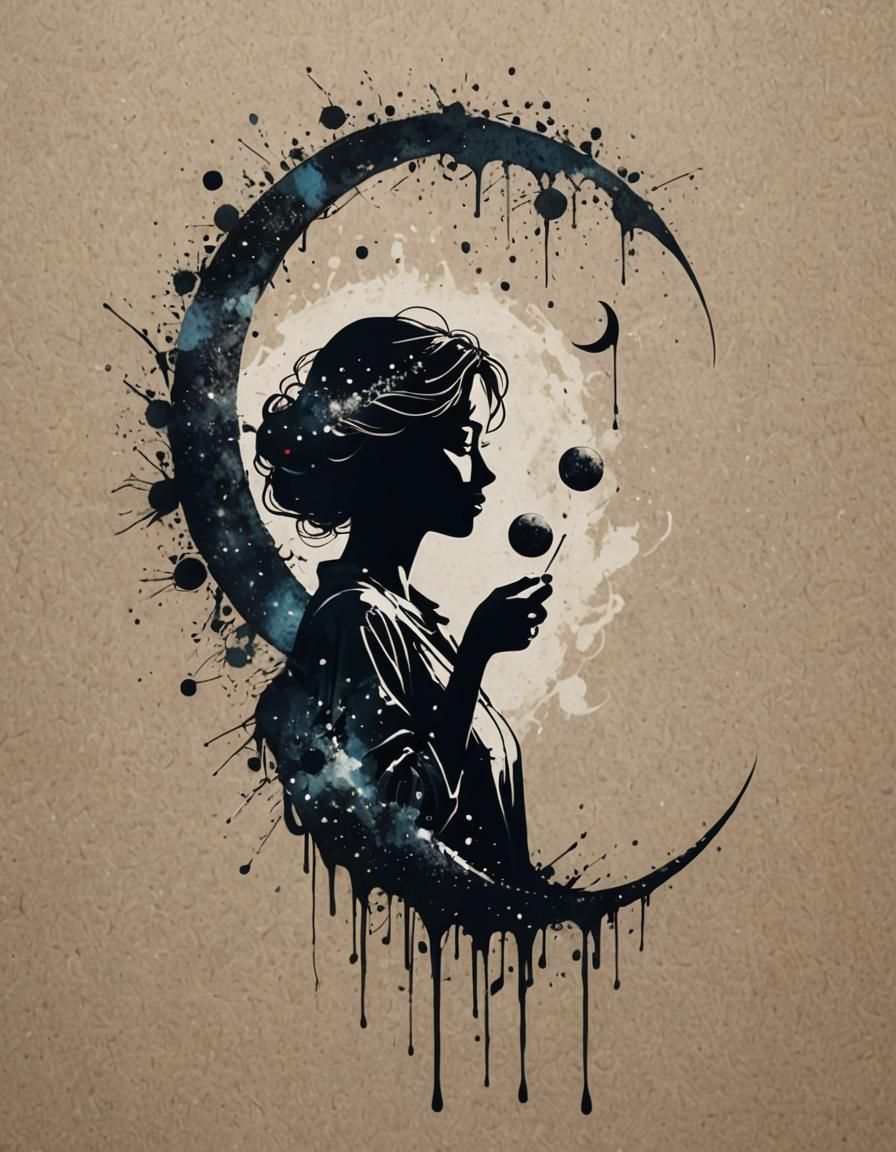 A woman over a half moon v2