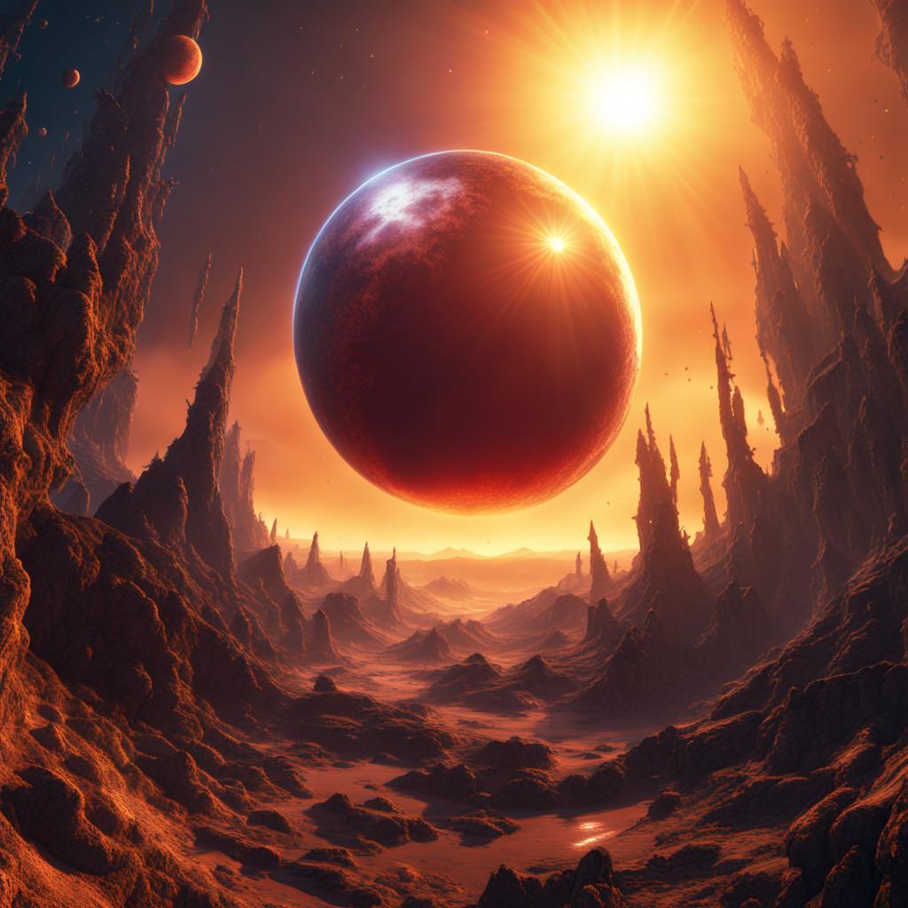 sun, 3d, seen from the universe