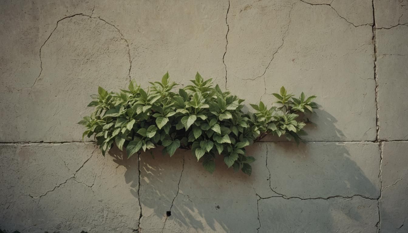 Moonseed leaves shrub spread on wall