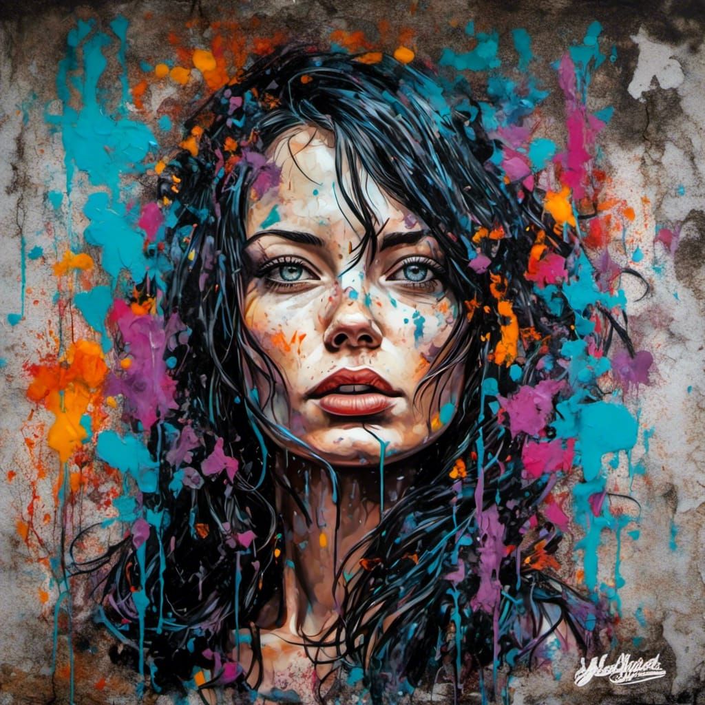 , stunning beauty graffiti art, splash art, street art, spray paint ...