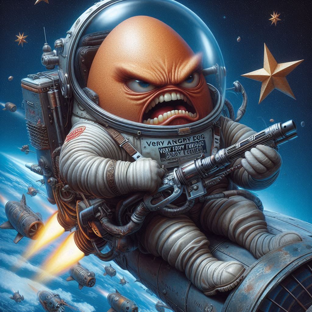 Angry egg in spaceship