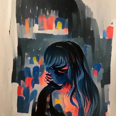 Sad girl in the darkness