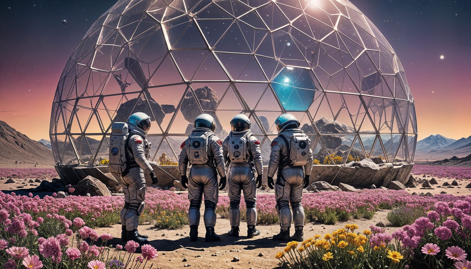 Pink Spacesuits and Blooms