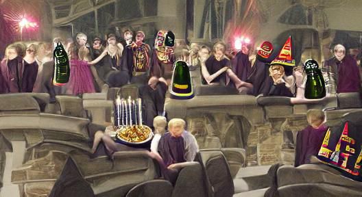 Candid photograph of the Hogwarts annual new year's eve part...