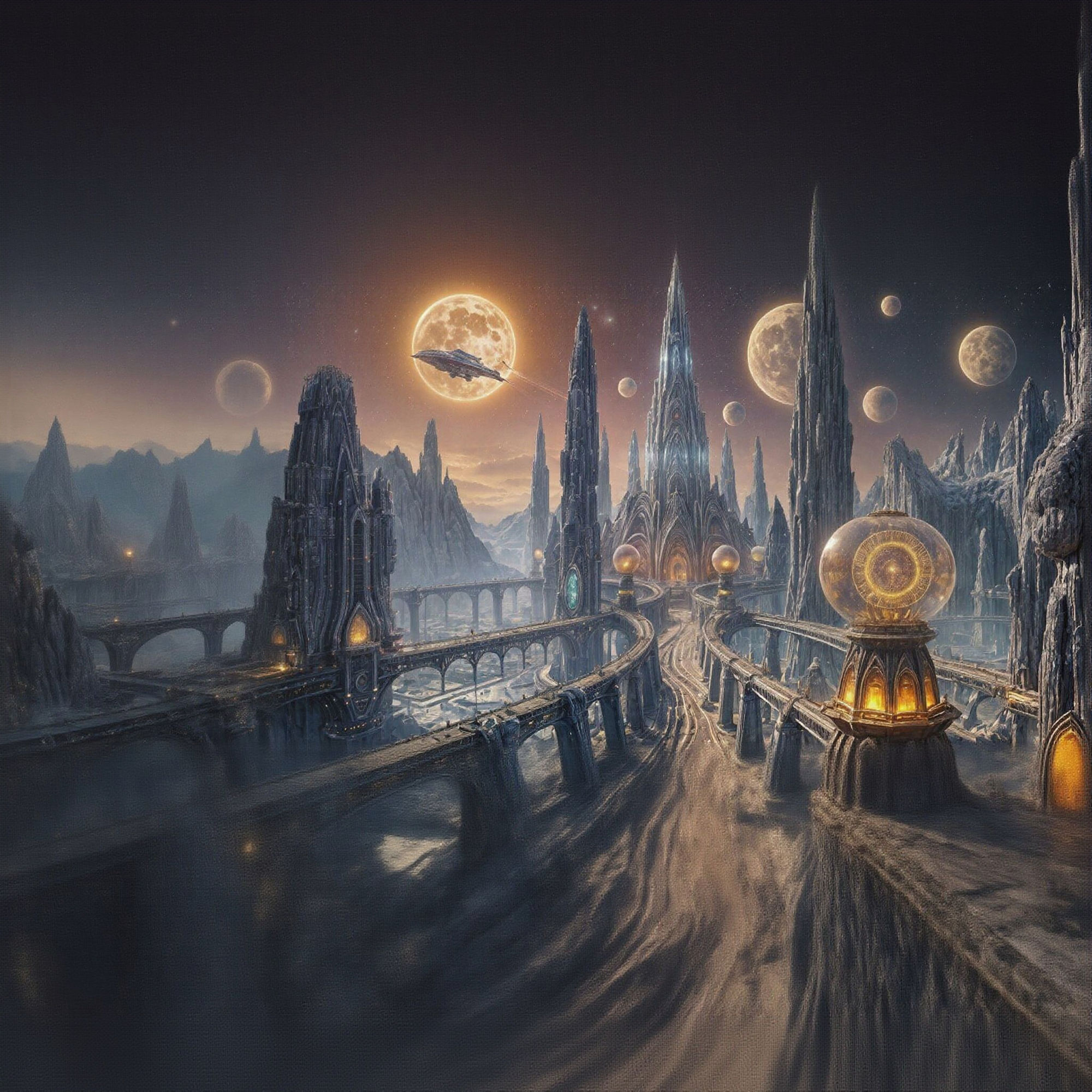 "God-tier alien hypercity beyond time and space — a celestial mega-metropolis built by and for omnipotent beings, suspended in an iridescent...