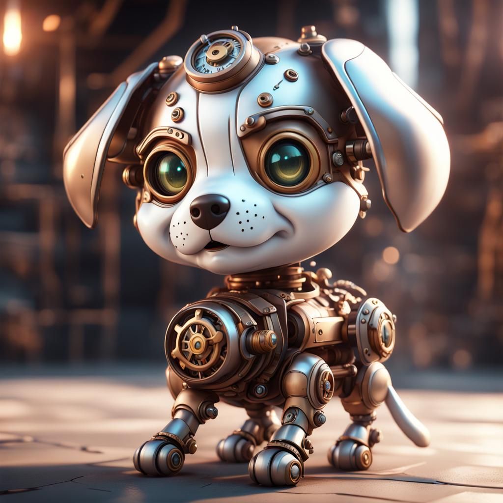 Chibi Steampunk Aidi Dog Mech in the city - AI Generated Artwork ...