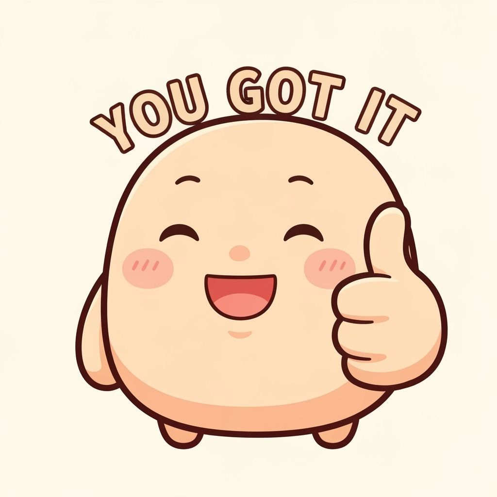The words "YOU GOT IT " within a very cute & smiley chubbyThumbs Up 