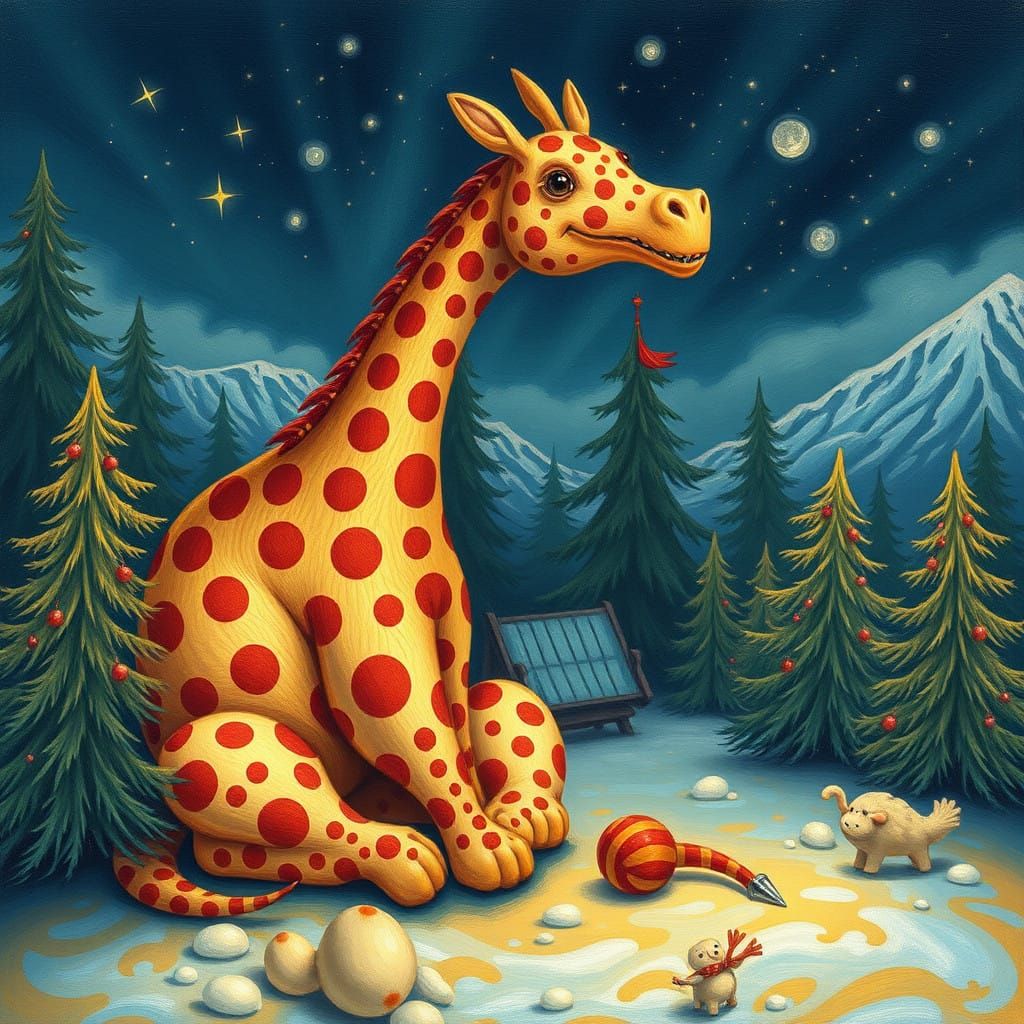 Joyful Reindeer Unicorn in Winter Wonderland