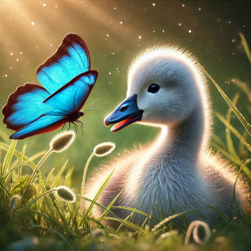 baby swan and butterfly