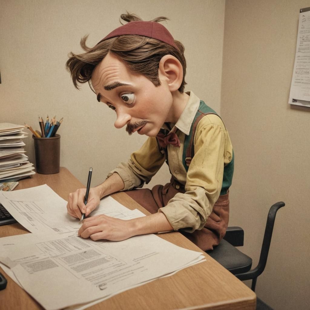 Real grown up pinocchio leads a dull life with a 9-5 job  by @vixyna