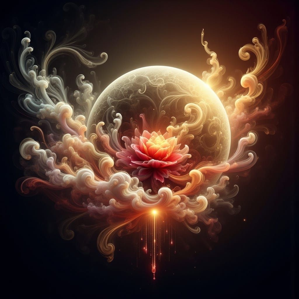 Luminous Sphere Drifting Through Cosmos in Ethereal Style