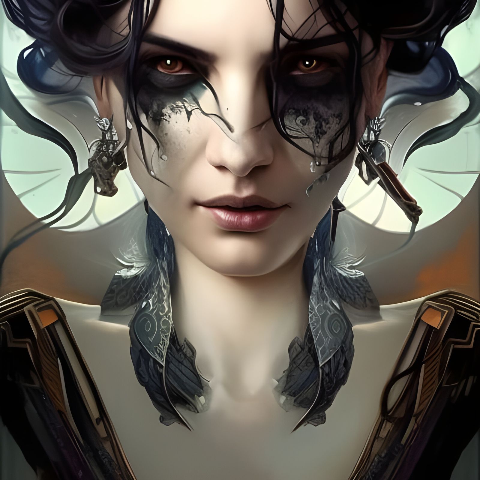 Brooding Angel of Doom Portrait in Hyperdetailed Style