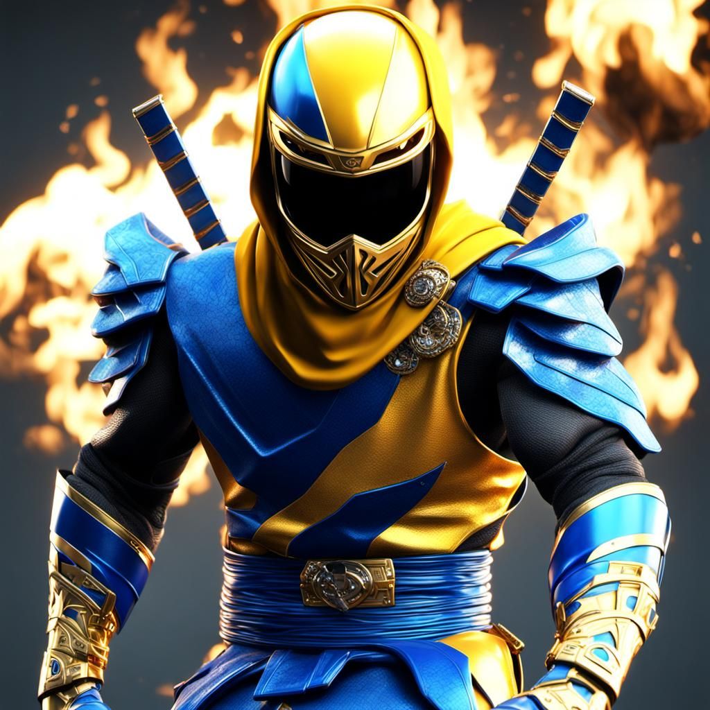 Yellow and Blue Ninjas in 3D Render