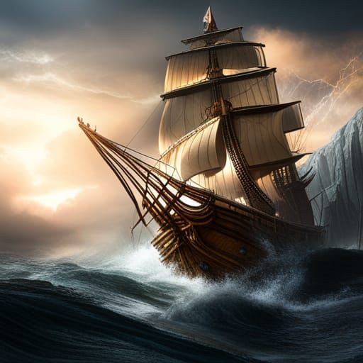 pirate ship in a storm. - AI Generated Artwork - NightCafe Creator