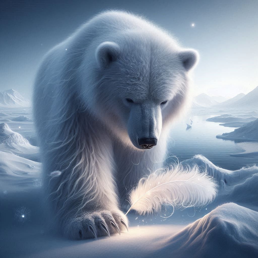 Polar Bear found a magic feather !!