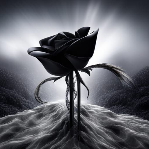 Black Rose in White Diamond: Detailed Matte Painting