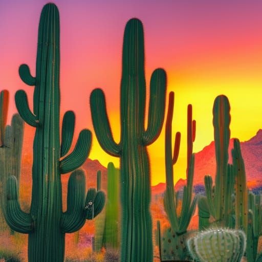 beautiful cacti's With an incredible sunset
