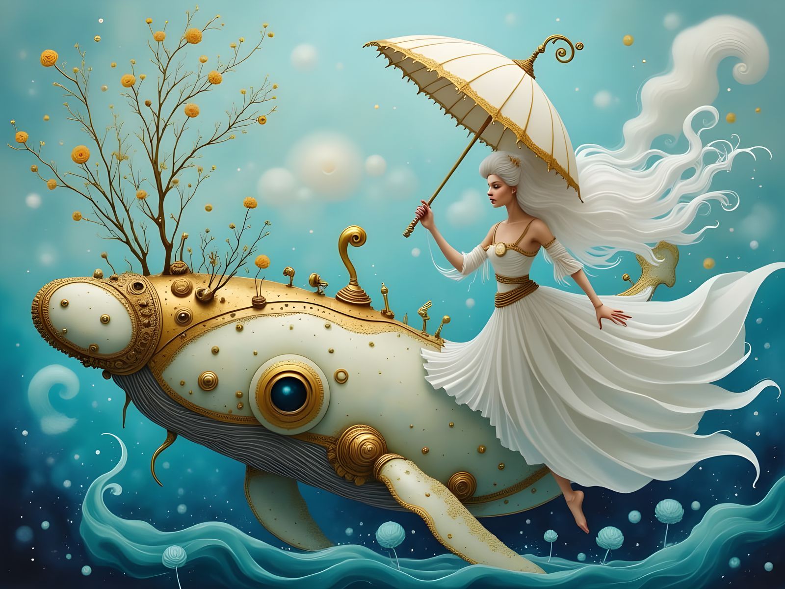 The Lady and the Whale   by @The Green Lady 