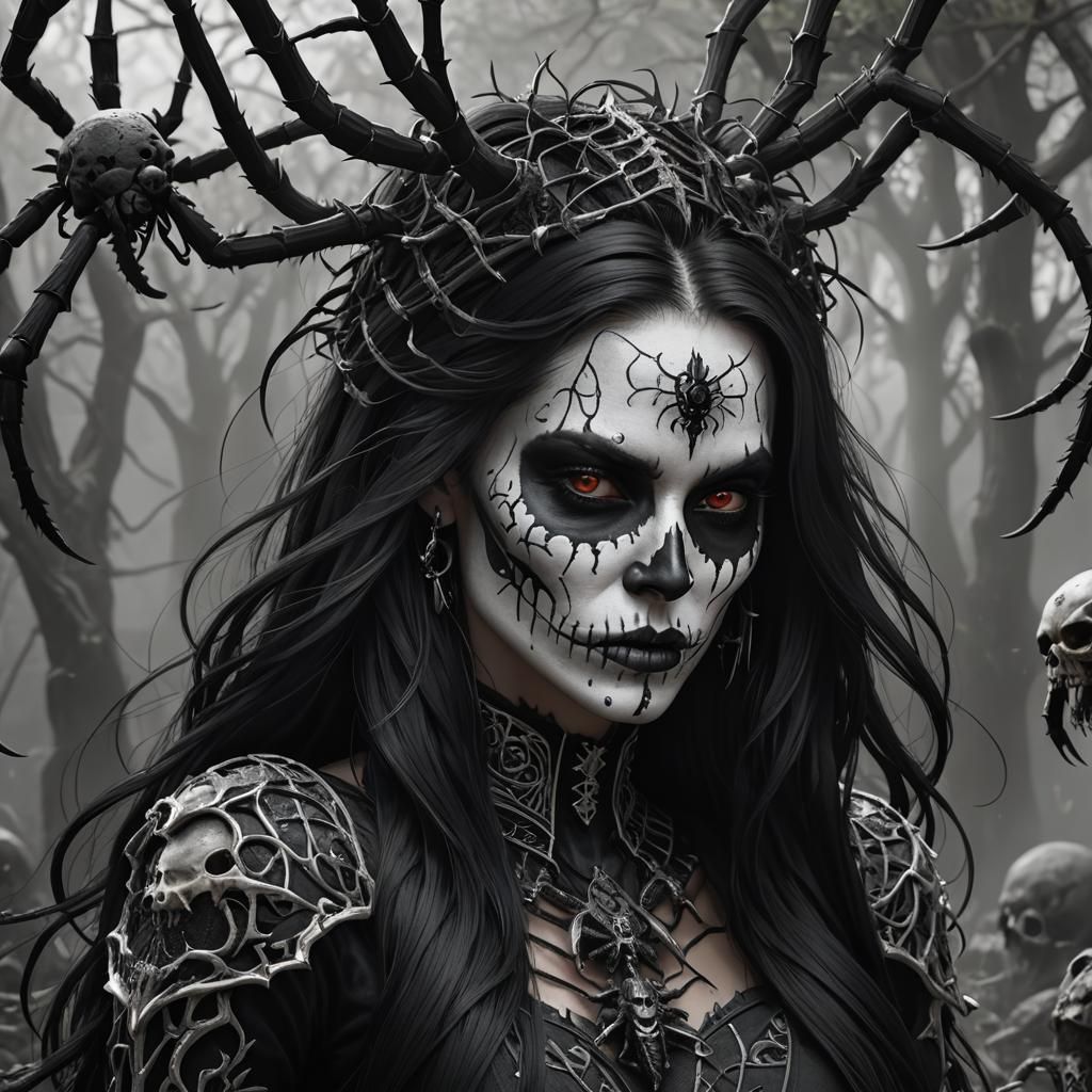 Beautiful skull faced tarantula girl 2