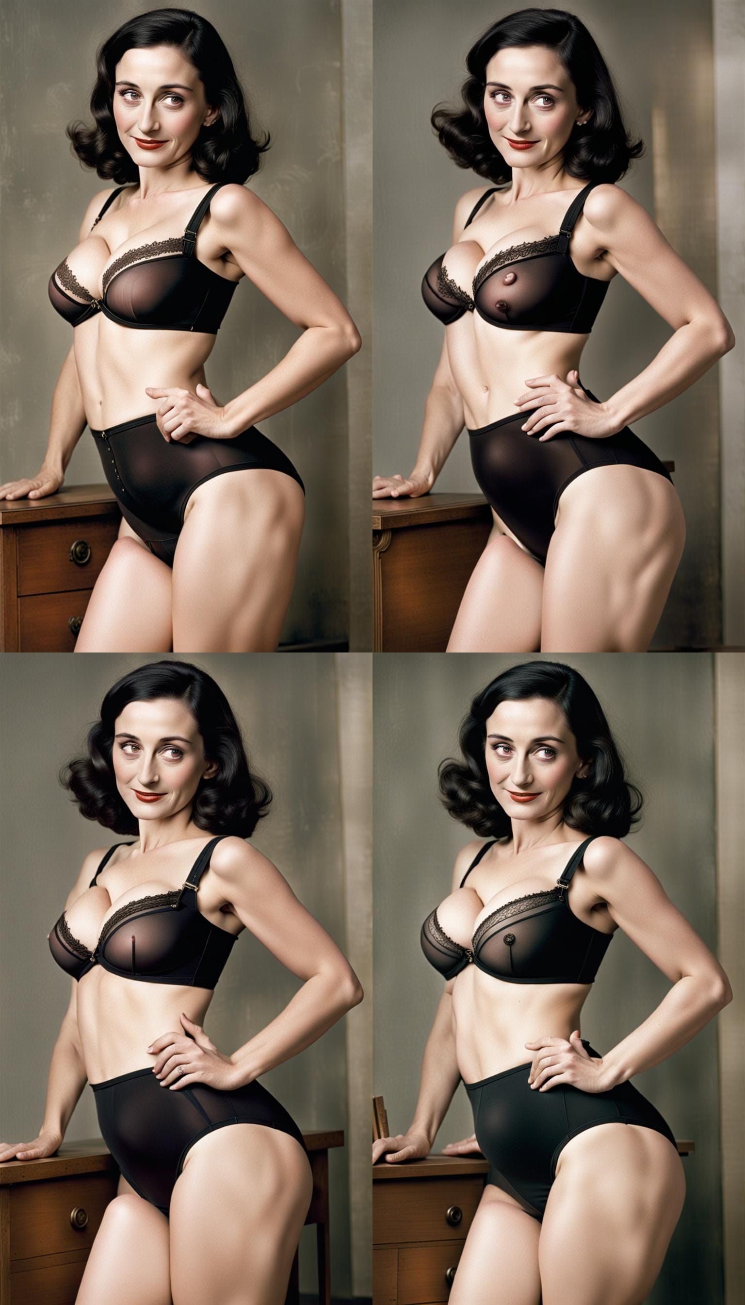 Anne Frank flaunts even larger bosoms and in an even tighter more revealing outfit to raise