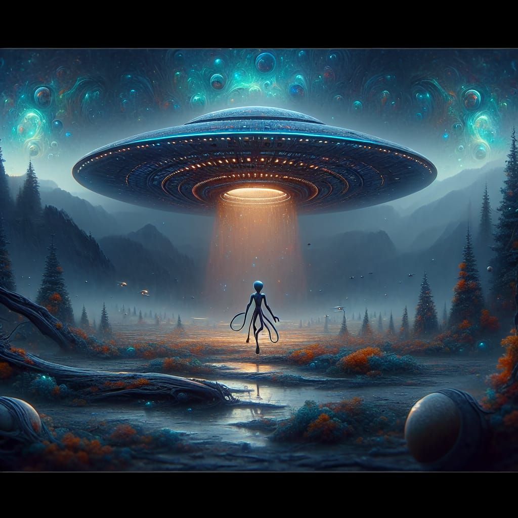 close encounters alien coming out of an ufo