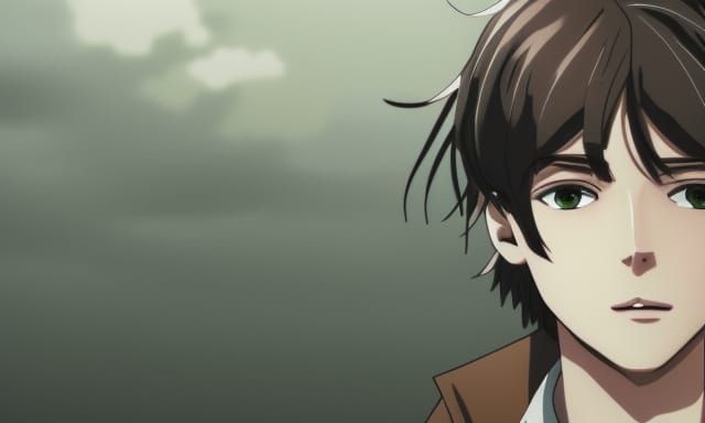 Anime Key Visual of Boy with Striped Scarf