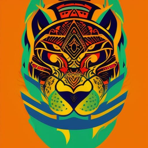 fire jaguar facing forward aztec