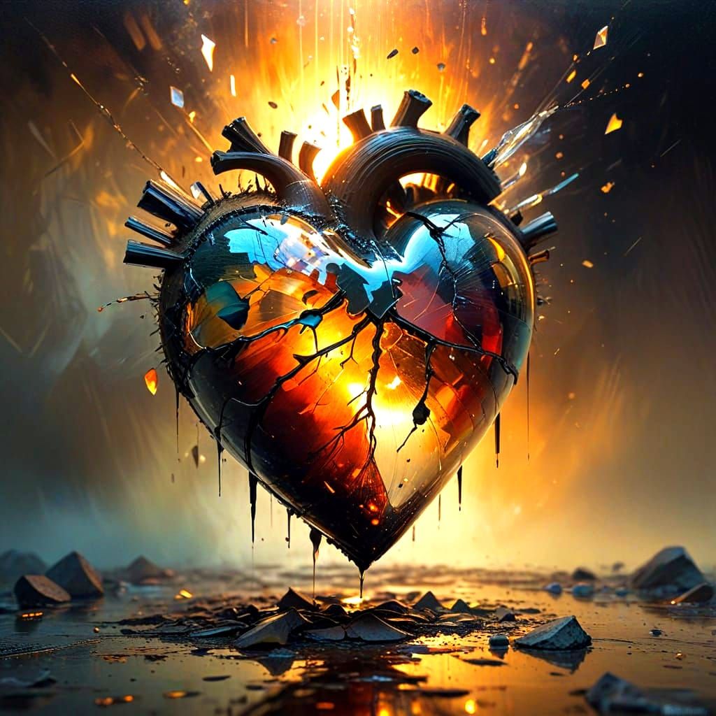 Broken Heart Icon in Digital Art