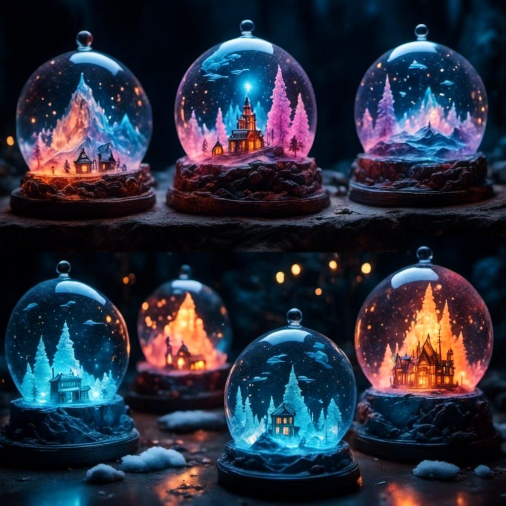 Elemental Snow Globes with Sparkle Effect