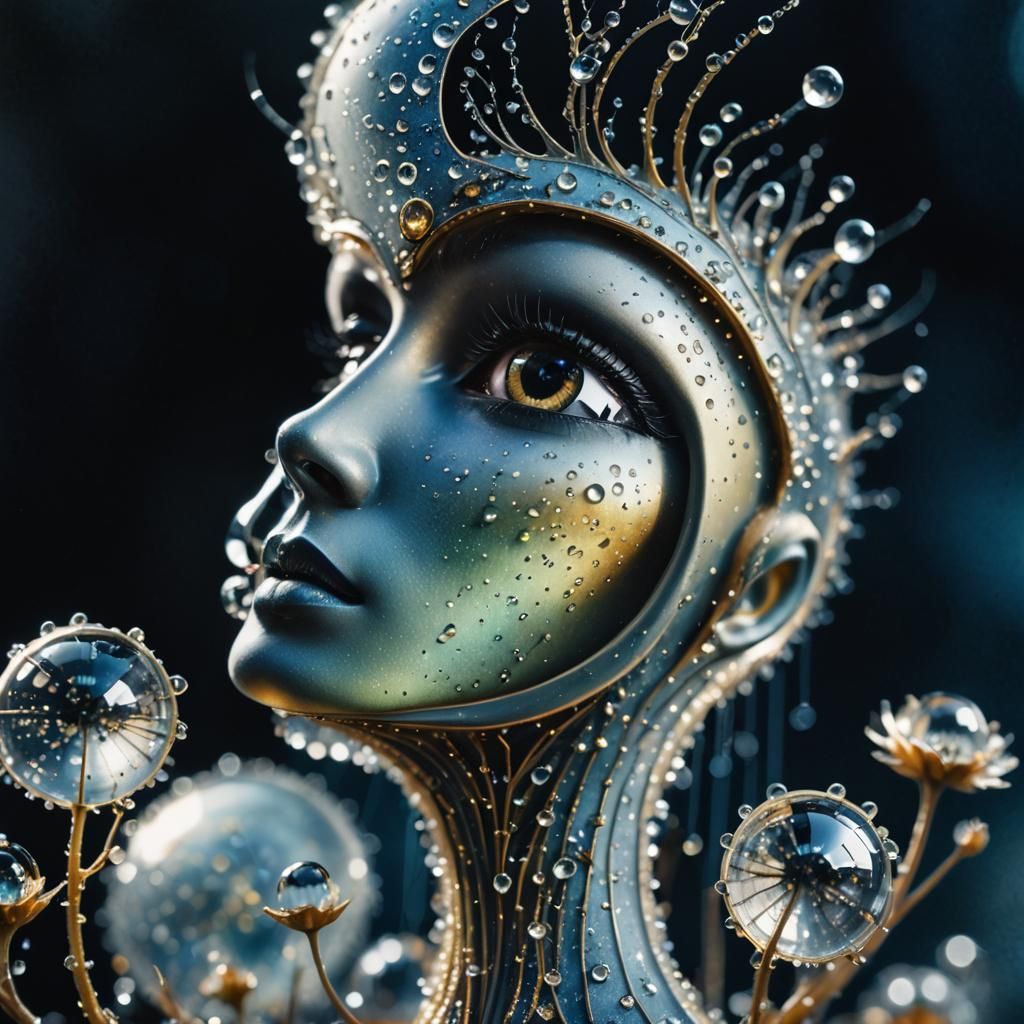 Beautiful dew drops shine in the morning light Je me souviens des