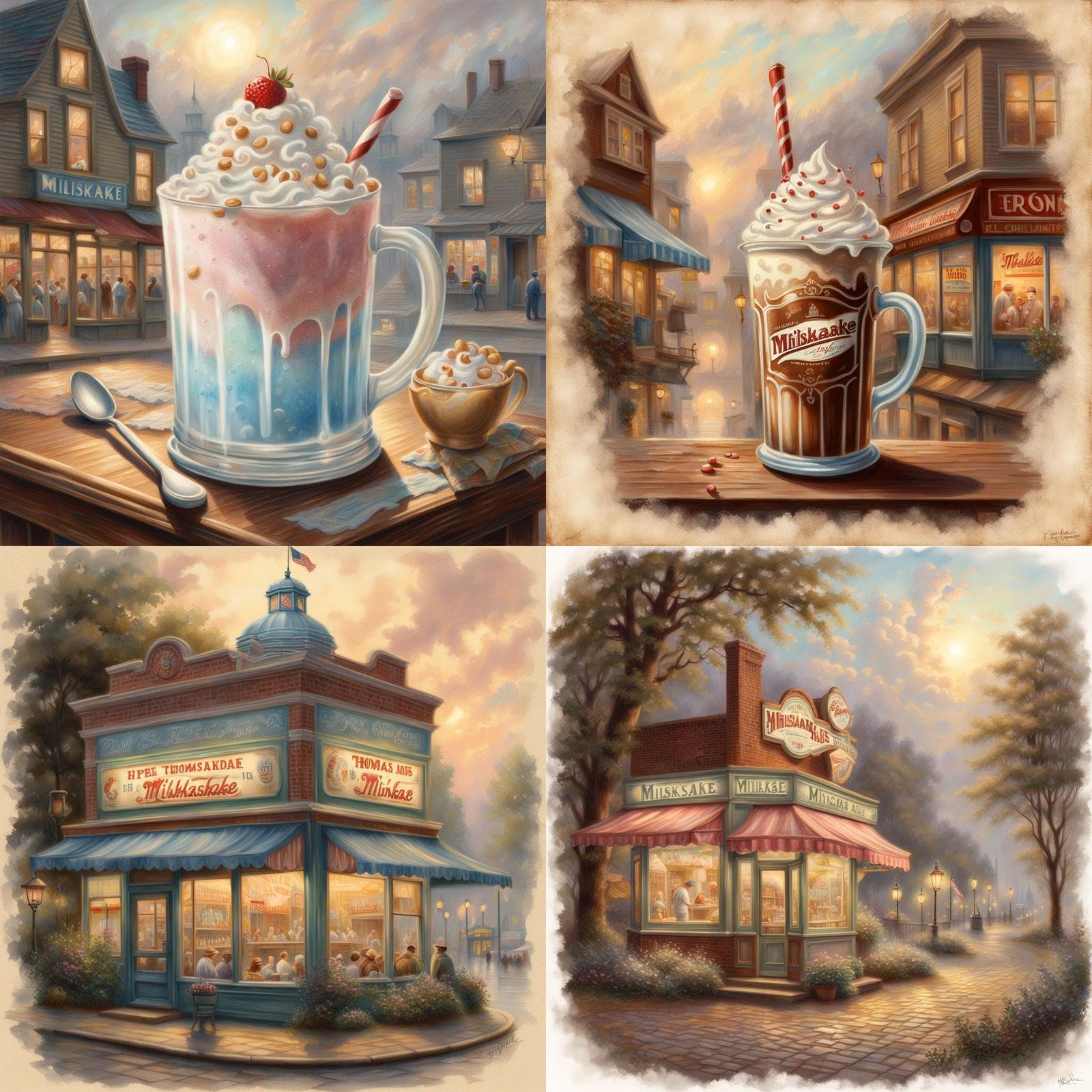 1900s style vintage sign drawing of milkshake