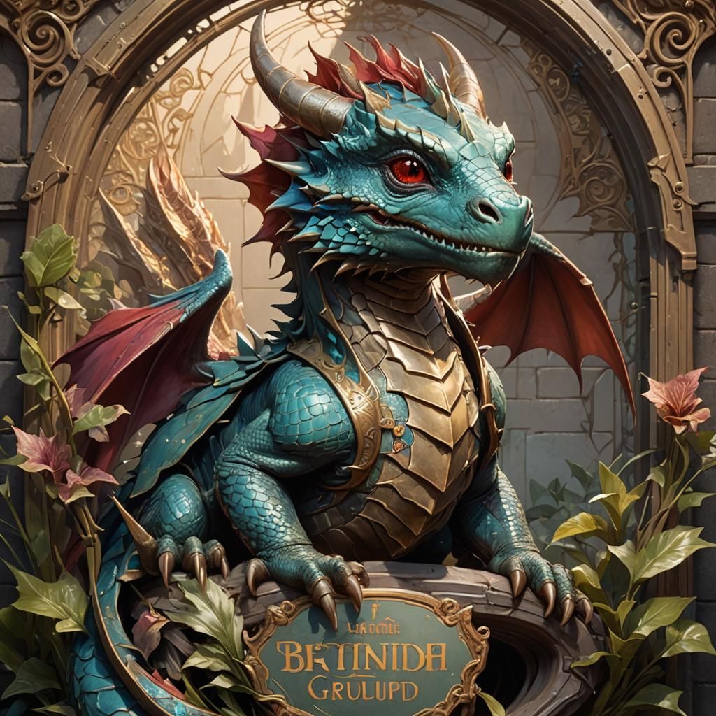 A baby dragon with  a sign in front of it says "Bienvenida a...