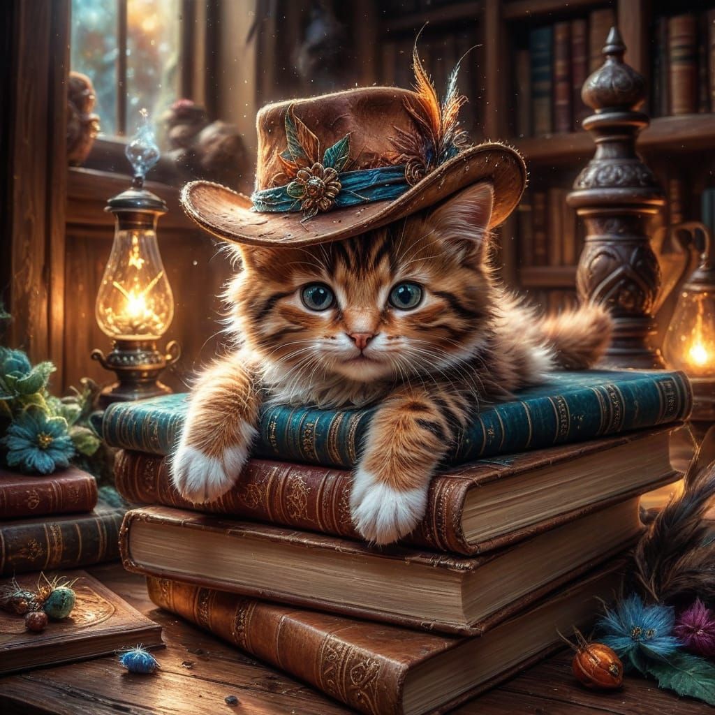 Kitten Cowboy in Cozy Library 📚🤠 #2