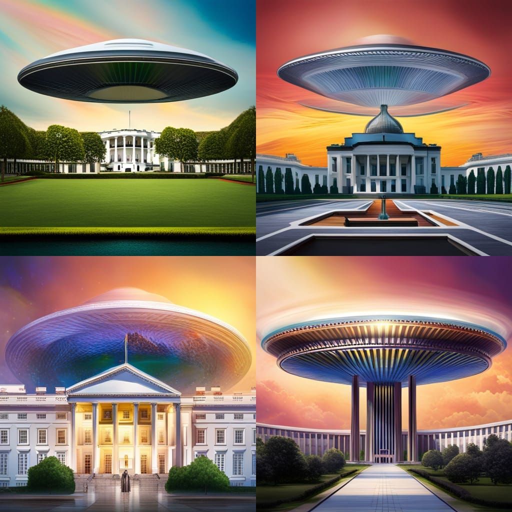Large Flying Saucer hovering above the Whitehouse.