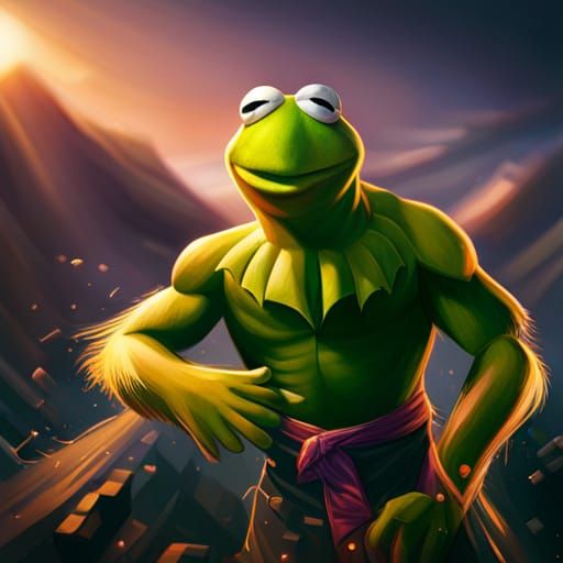 Kermit with muscles AI Generated Artwork NightCafe Creator