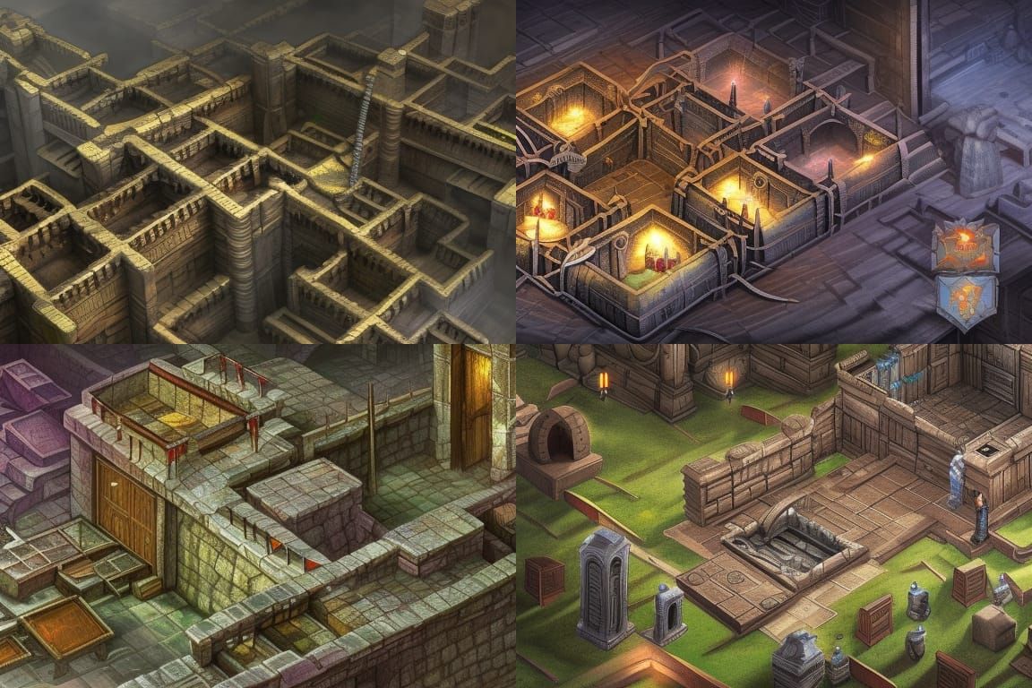 modular dungeon map pieces, 8k resolution concept art, detai...