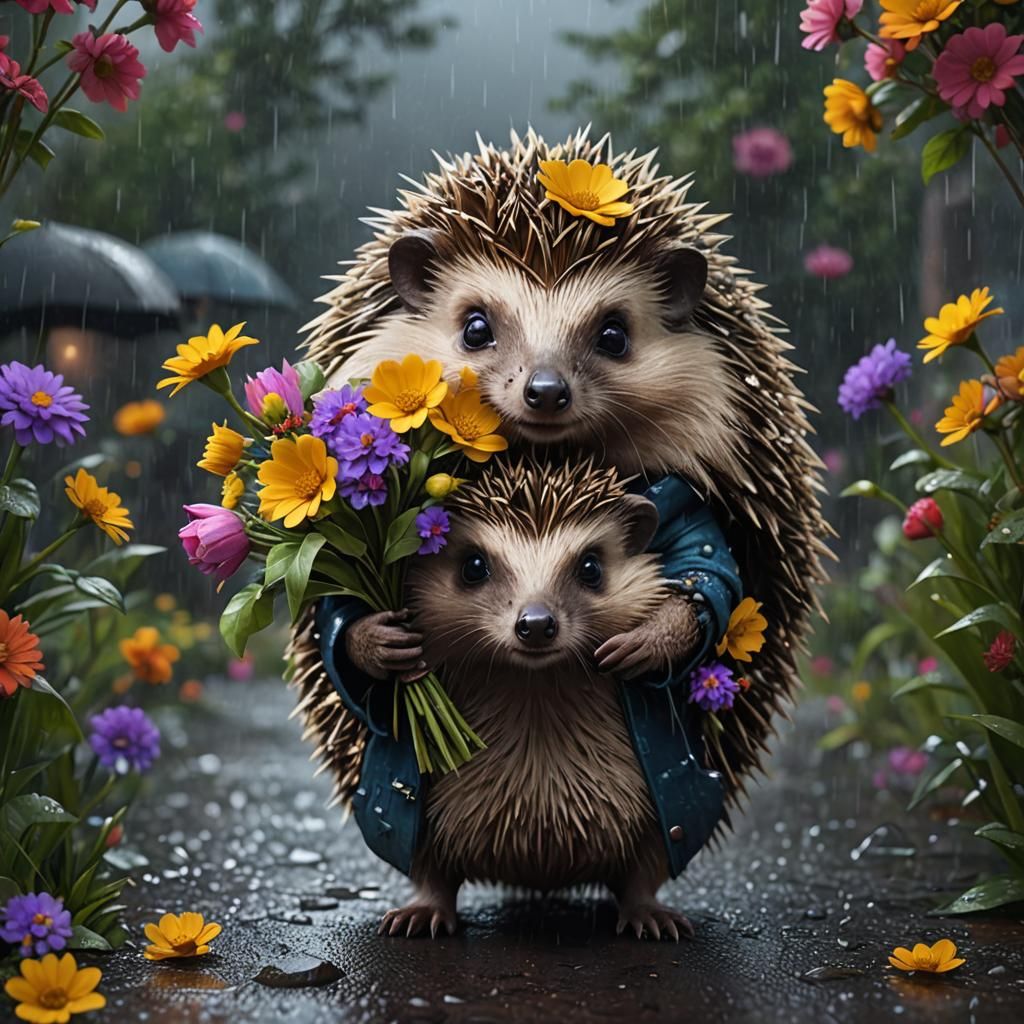 Momma and baby hedgehog are prepared for spring!