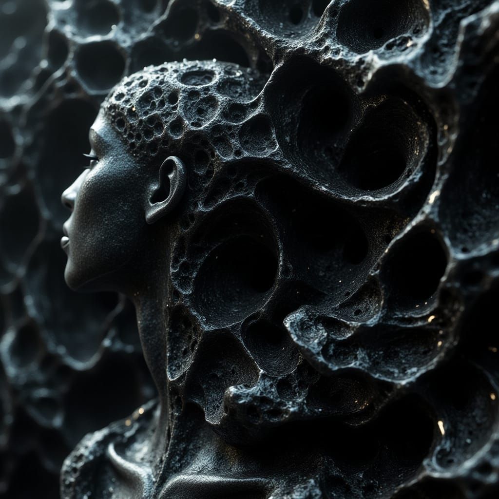 Biomechanical Sculpture in Dark Surreal Style