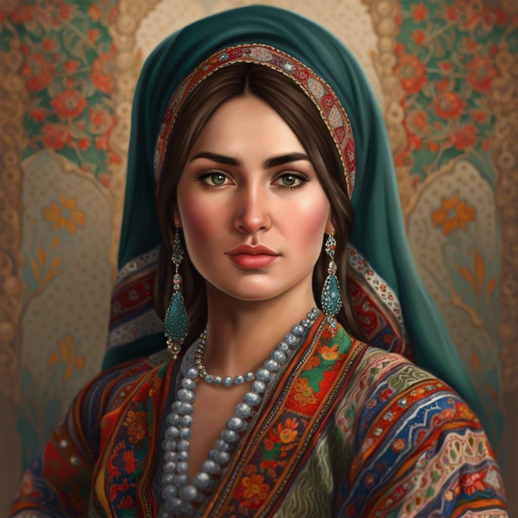 Beautiful Tajik woman, realistic