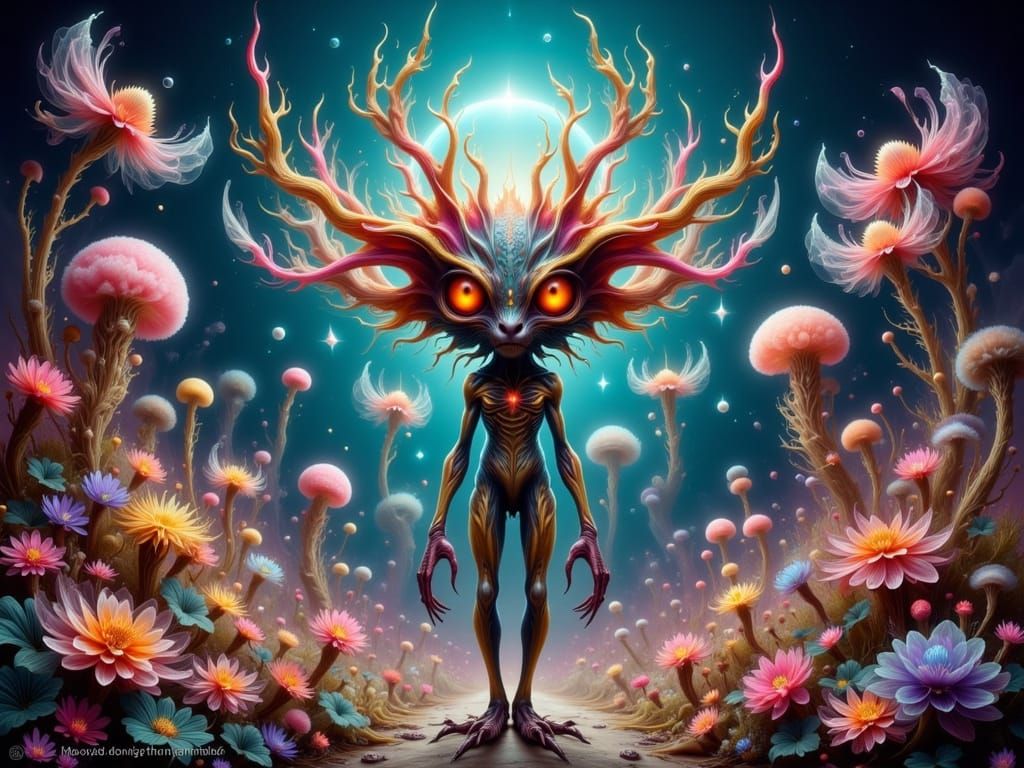 Mythical Alien Cryptid in Exotic Landscape