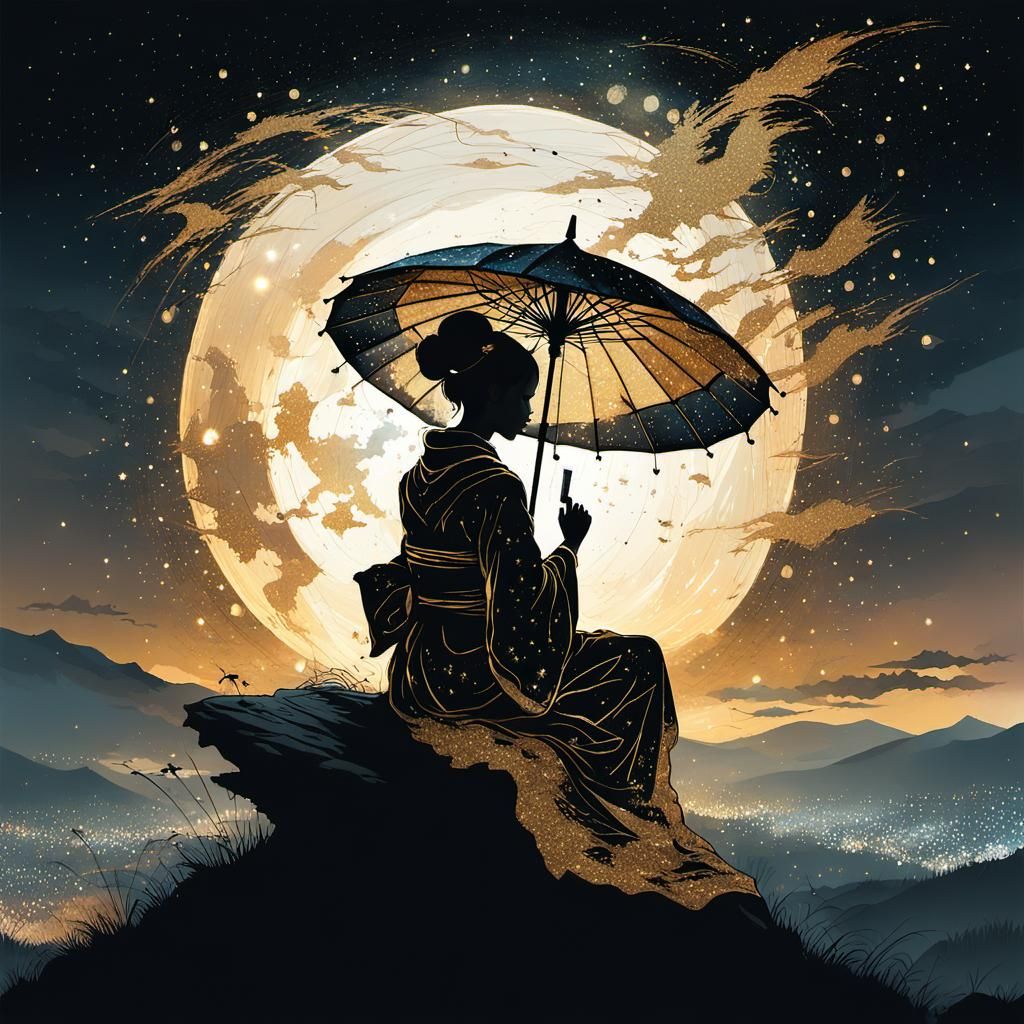 Sitting under the moon  by @MisterArtist