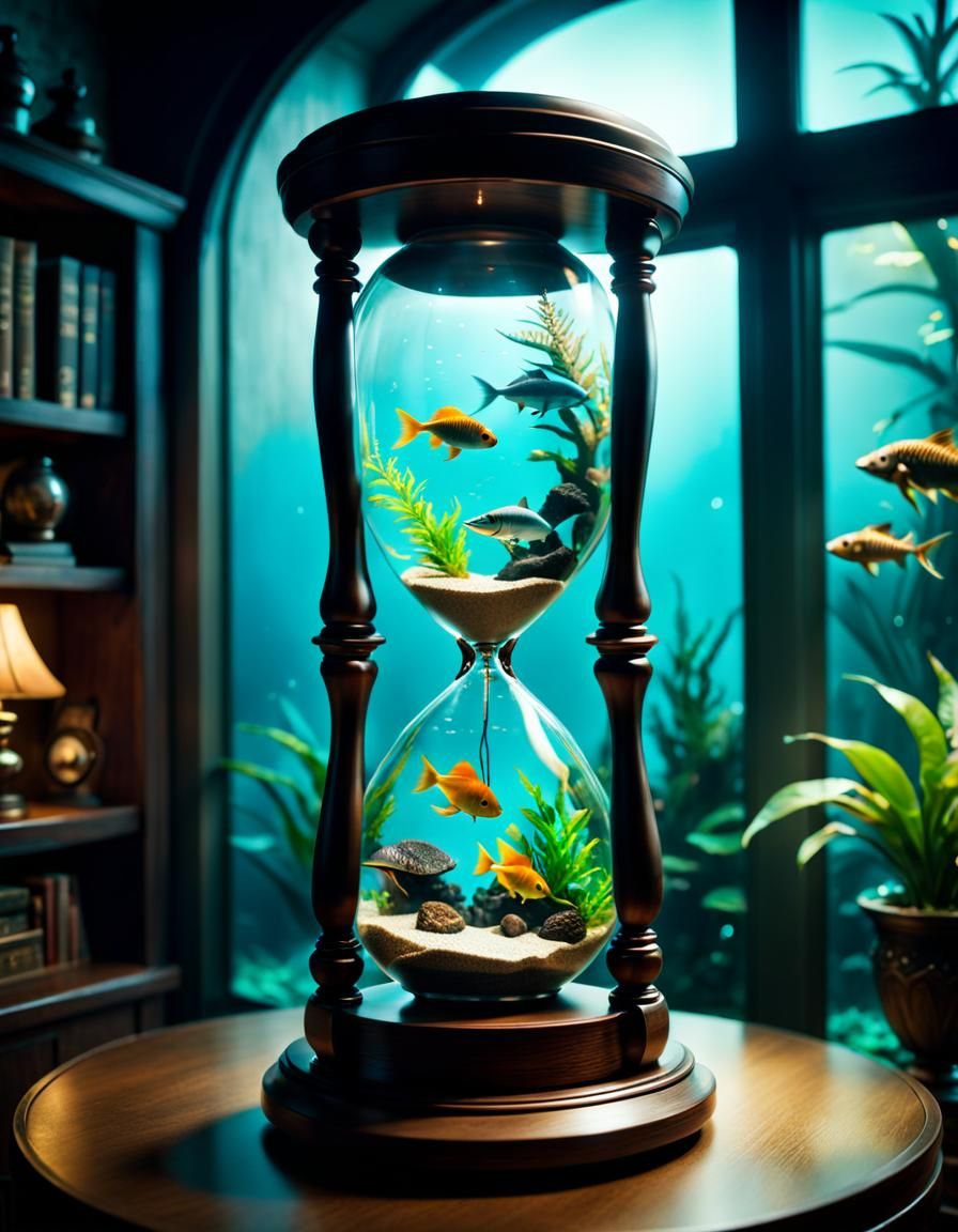 Aquarium hourglass - AI Generated Artwork - NightCafe Creator