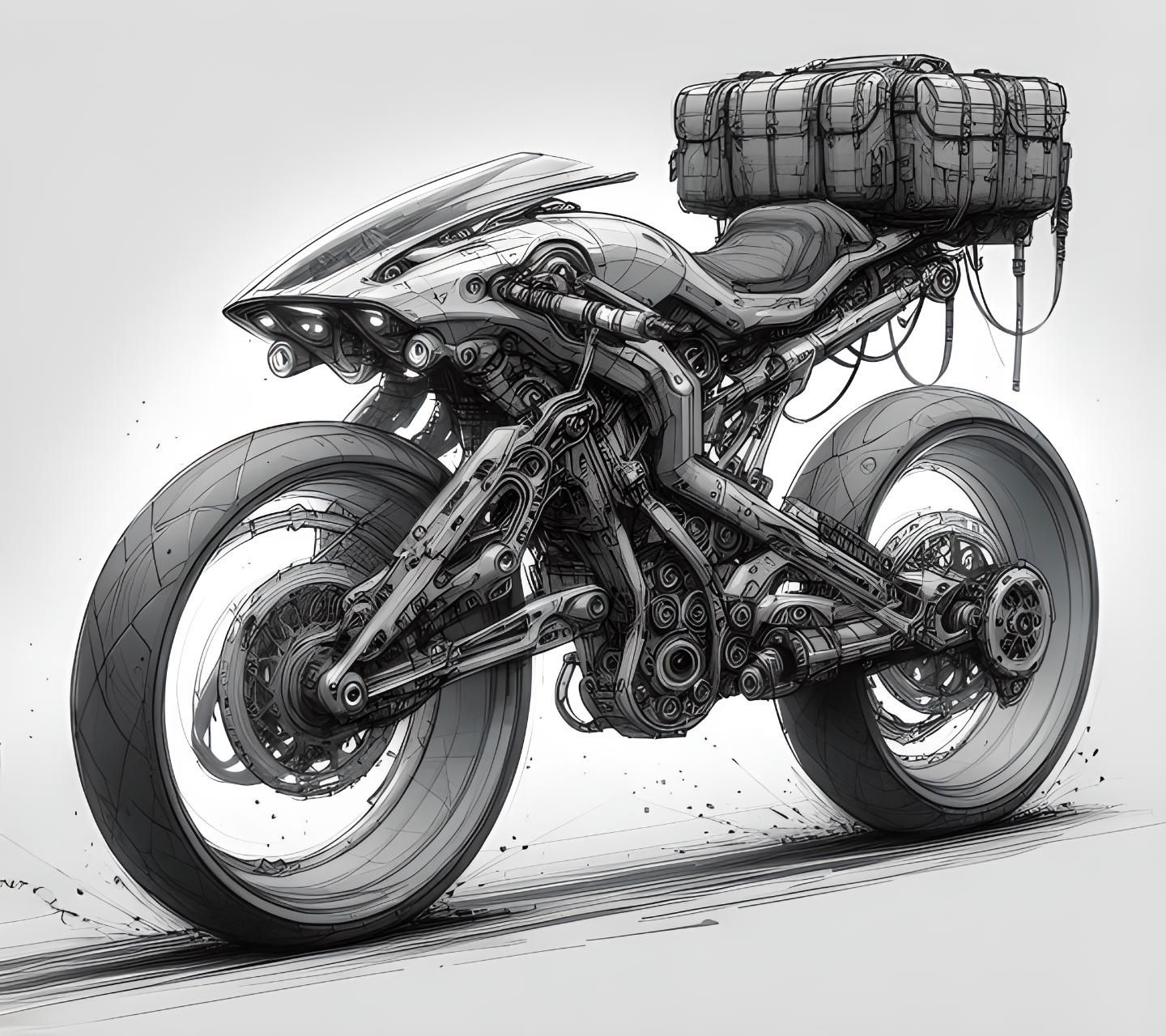 Cyberpunk futurstic bike protoype