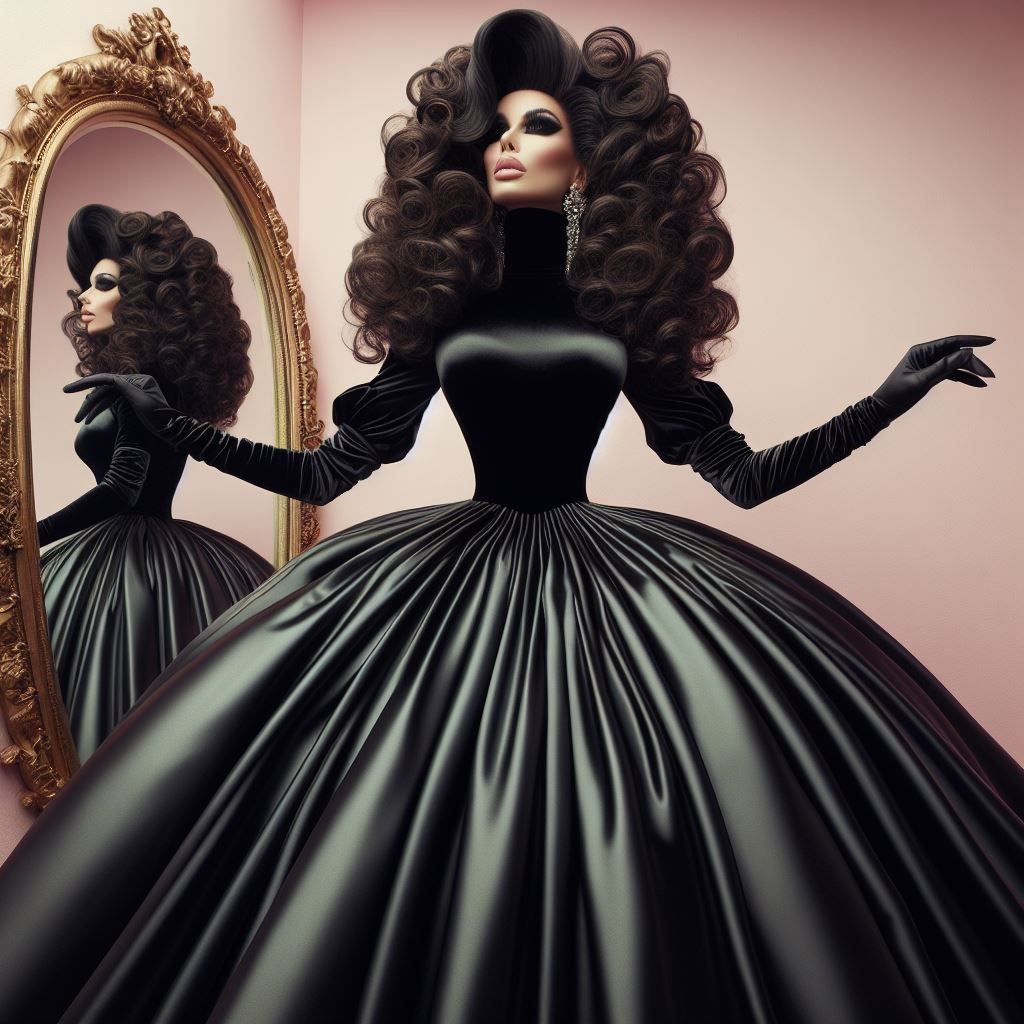 POMPÖÖS Satin Couture Mature Drag Queen.