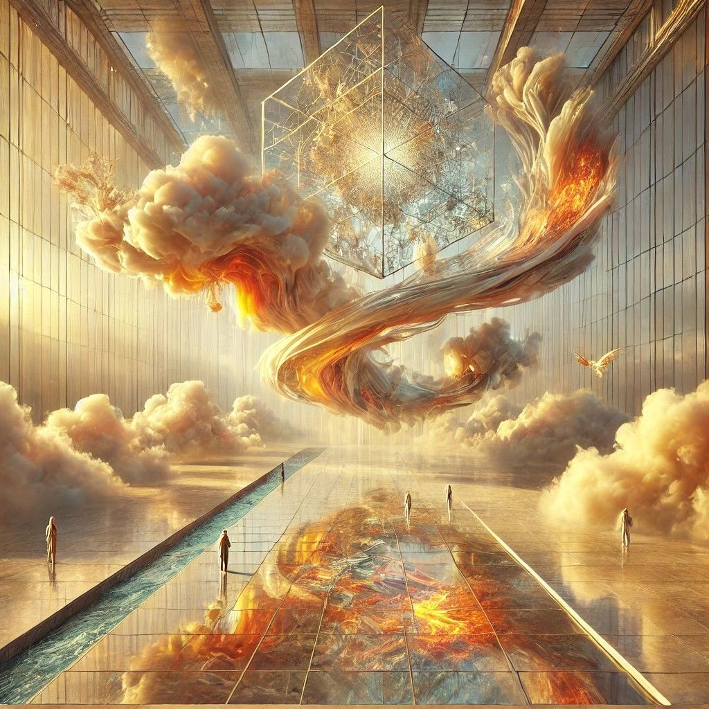 Open gallery suspended in the clouds