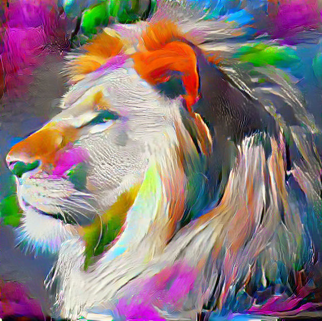 painted colorful lion