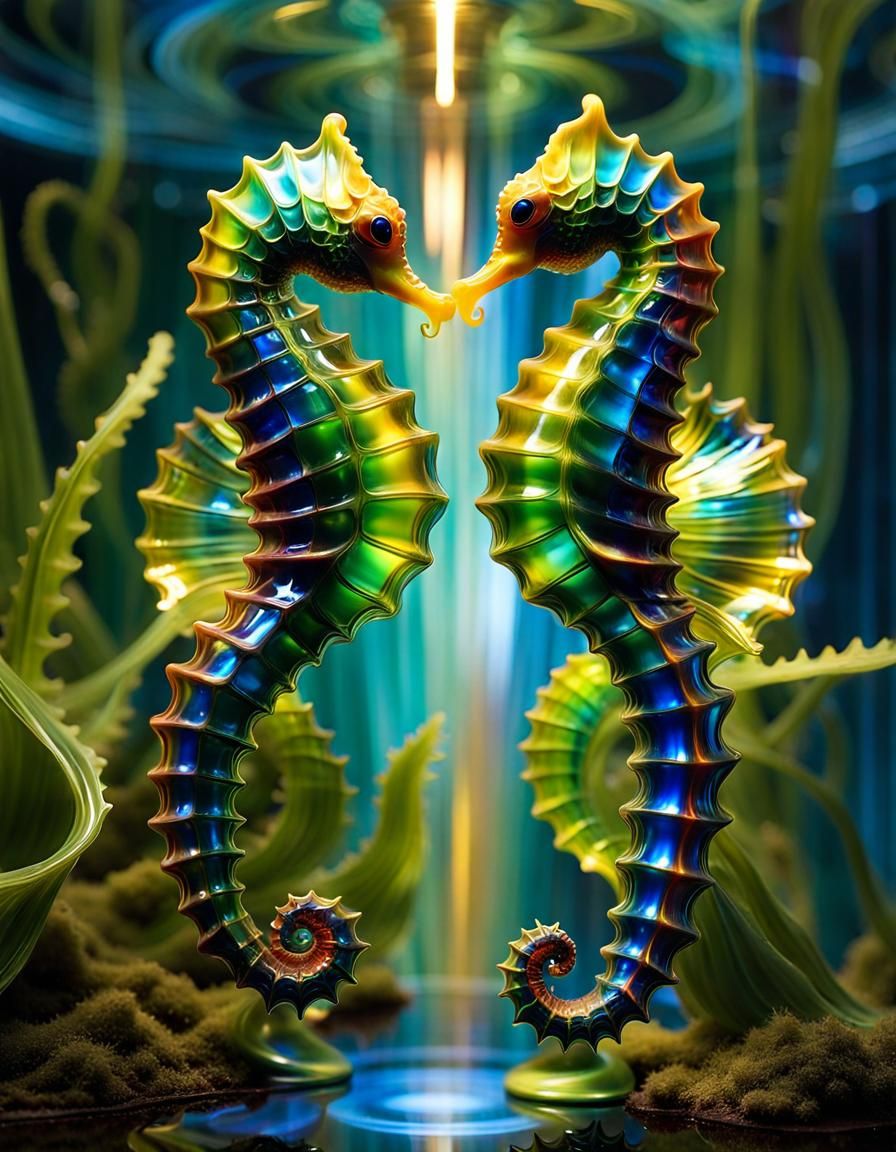 Artistic Swimming Duet of Seahorses, Animal Olympics